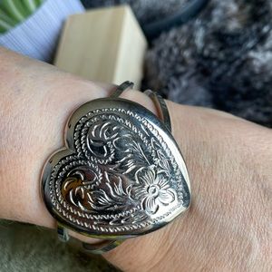 Bracelet Vintage silver tone heart